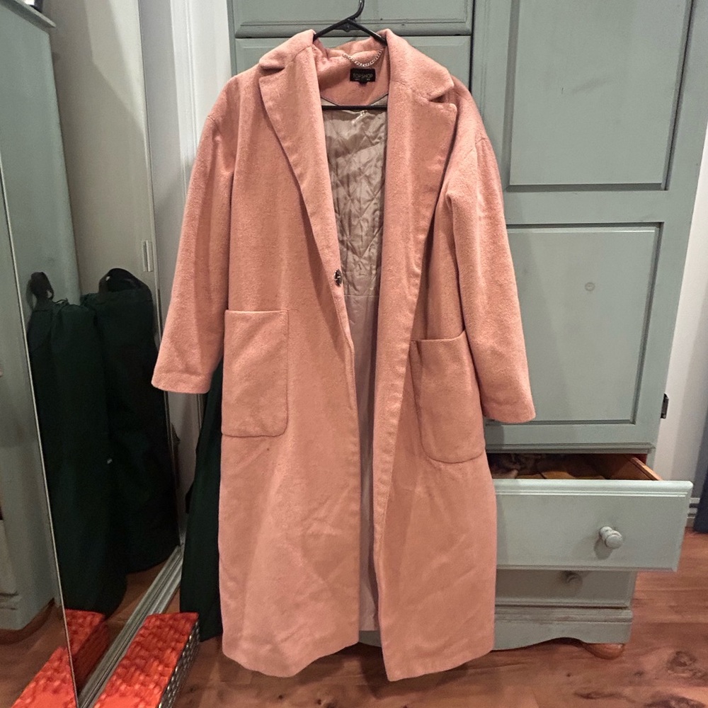 Topshop Women's Peach Shell Pink Coat